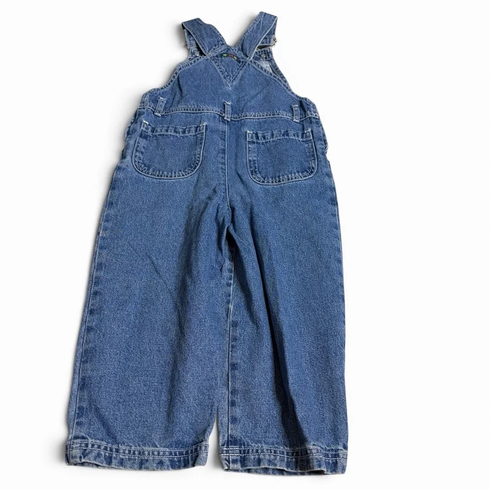 Vintage Gymboree Overalls Girls Hearts Size Medium Stitched Patches Dark‎ wash